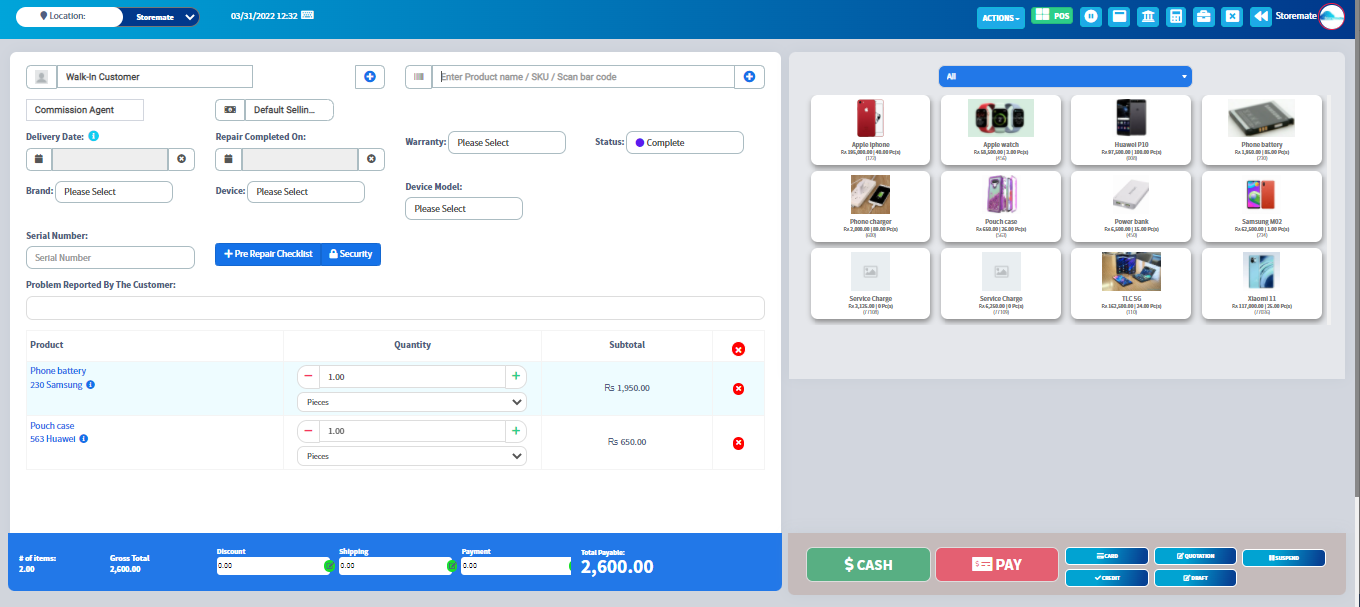 Adding Job Sheet via POS Screen